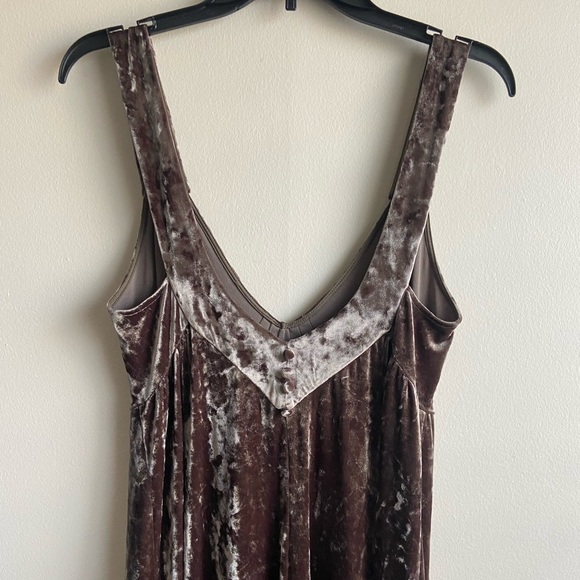 Vintage Mango velvet midi dress soft brown size S-M - Picture 4 of 11